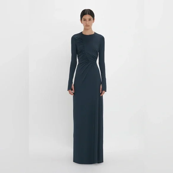Victoria Beckham Ruched Long Sleeve Gown - Picture 3 of 8